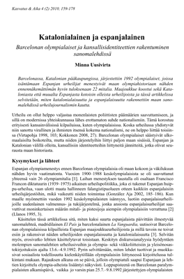 Katalonialainen Ja Espanjalainen Barcelonan Olympialaiset Ja Kansallisidentiteettien Rakentuminen Sanomalehdissä