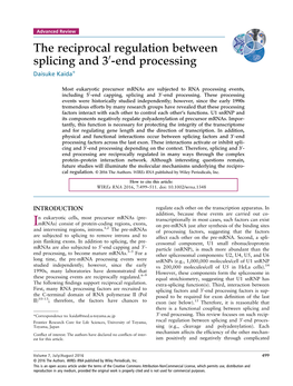 The Reciprocal Regulation Between Splicing and 3-End Processing