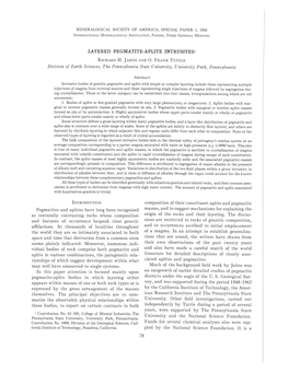 LAYERED PEGMATITE-APLITE Division of Earth Sciences, The