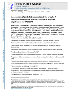 Assessment of Predicted Enzymatic Activity of Alpha-N- Acetylglucosaminidase (NAGLU) Variants of Unknown Significance for CAGI 2016