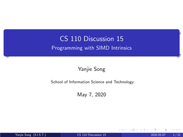 CS 110 Discussion 15 Programming with SIMD Intrinsics