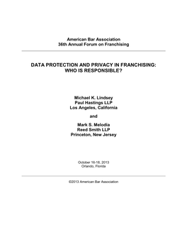 Data Protection and Privacy in Franchising: Who Is Responsible?