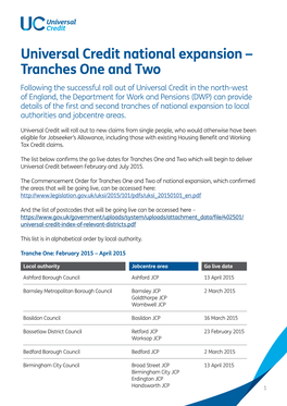 Universal Credit National Expansion