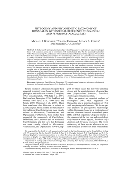 Phylogeny and Phylogenetic Taxonomy of Dipsacales, with Special Reference to Sinadoxa and Tetradoxa (Adoxaceae)