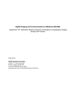 Supplement 197: Ophthalmic Optical Coherence Tomography for Angiographic Imaging Storage SOP Classes