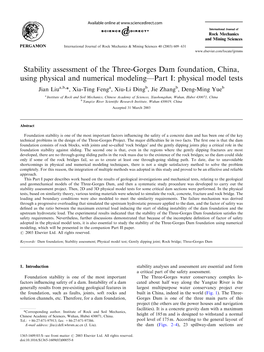 Stability Assessment of the Three-Gorges Dam Foundation, China, Using Physical and Numerical Modeling—Part I