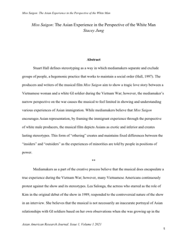 Miss Saigon: the Asian Experience in the Perspective of the White Man