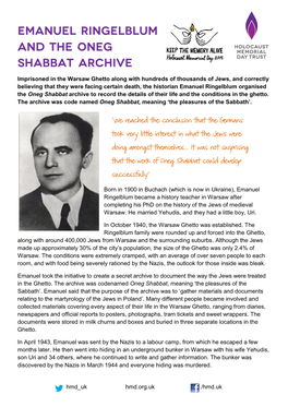 Emanuel Ringelblum and the Oneg Shabbat Archive