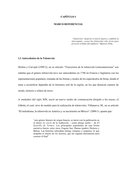 CAPÍTULO 1 MARCO REFERENCIAL 1.1 Antecedentes De La Telenovela