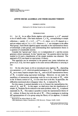 AFFINE HECKE ALGEBRAS and THEIR GRADED VERSION 0.1. Let