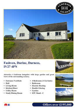 Offers Over £195,000 Fashven, Durine, Durness, IV27