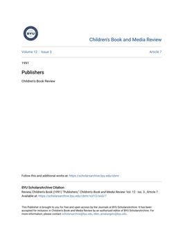 Children's Book and Media Review Publishers