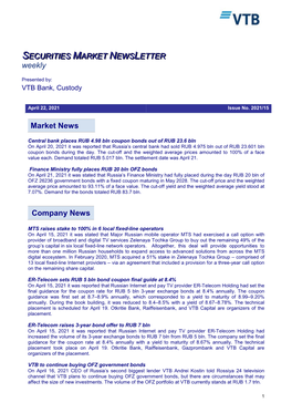 Securities Market Newsletter