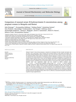 Journal of Steroid Biochemistry and Molecular Biology 193 (2019) 105427