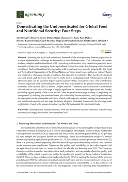 Domesticating the Undomesticated for Global Food and Nutritional Security: Four Steps