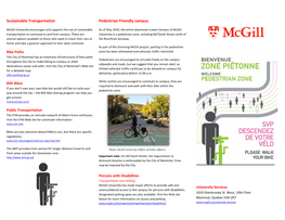 Sustainable Transportation Pedestrian Friendly Campus