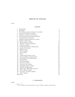 SHEAVES of MODULES 01AC Contents 1. Introduction 1 2