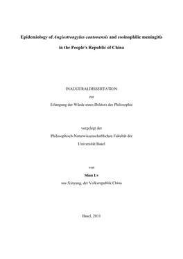 Epidemiology of Angiostrongylus Cantonensis and Eosinophilic Meningitis