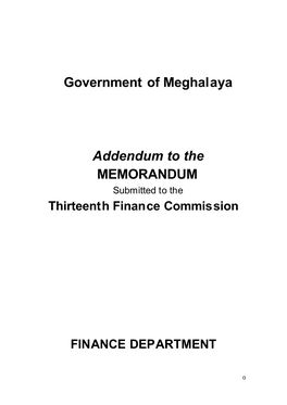 Government of Meghalaya Addendum to the MEMORANDUM