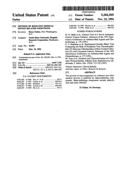 United States Patent 19 11 Patent Number: 5,366,505 Farber 45 Date of Patent: Nov