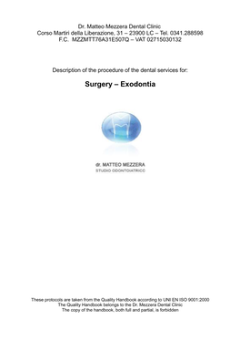 Surgery – Exodontia