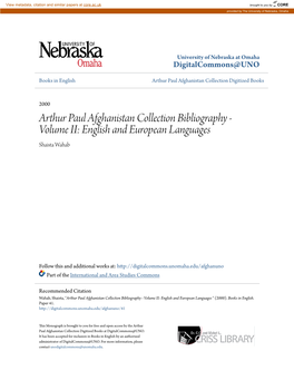 <I>Arthur Paul Afghanistan Collection Bibliography