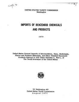 Imports of Benzenoid Chemicals and Products