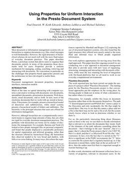 Using Properties for Uniform Interaction in the Presto Document System