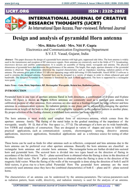 Design and Analysis of Pyramidal Horn Antenna