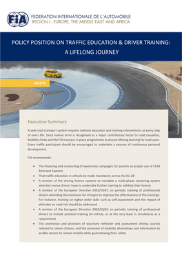 Policy Position on Traffic Education & Driver Training: a Lifelong Journey