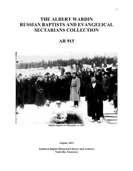 The Albert Wardin Russian Baptists and Evangelical Sectarians Collection Ar