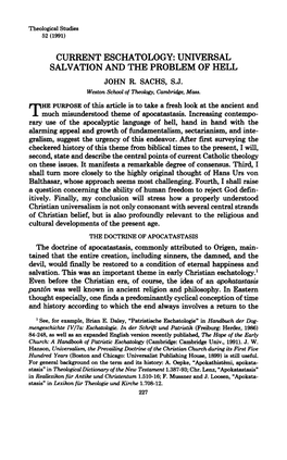 Universal Salvation and the Problem of Hell John R