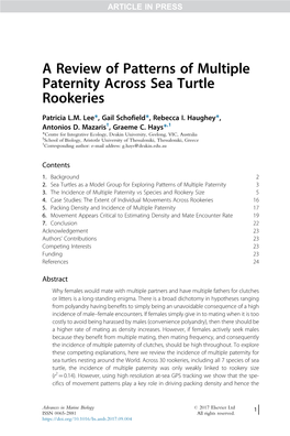 A Review of Patterns of Multiple Paternity Across Sea Turtle Rookeries