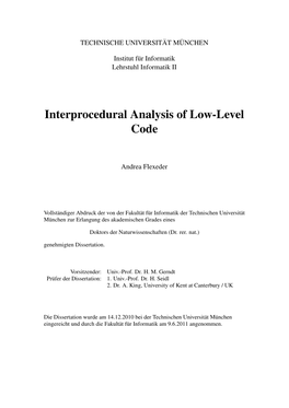 Interprocedural Analysis of Low-Level Code