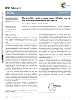 Nucleophilic Cyclopropanation of [60]Fullerene by the Addition–Elimination Mechanism Cite This: RSC Adv.,2019,9, 22428 Yulya N