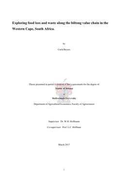 Exploring Food Loss and Waste Along the Biltong Value Chain in the Western Cape, South Africa