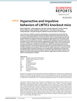 Hyperactive and Impulsive Behaviors of LMTK1 Knockout Mice