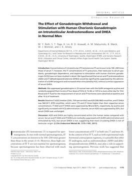The Effect of Gonadotropin Withdrawal and Stimulation with Human Chorionic Gonadotropin on Intratesticular Androstenedione and DHEA in Normal Men
