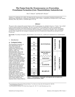 The Fauna from the Tyrannosaurus Rex Excavation, Frenchman Formation (Late Maastrichtian), Saskatchewan
