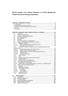 Moving Litigation from Dispute Resolution to Conflict Management, Problem Solving and Building Organisation CHAPTER 1