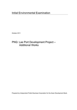IEE: Papua New Guinea: Lae Port Development Project