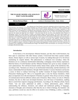 Research Article Introduction in the History of Its Development Albanian