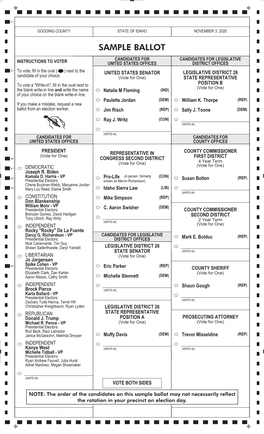 Sample Ballot May Not Necessarily Reflect the Rotationofficial in STAMP Your BOX Precinct on Election Day