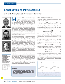 Introduction to Metamaterials