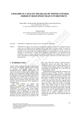 Cdma2000 1X Capacity Decrease by Power Control Error in High Speed Train Environment