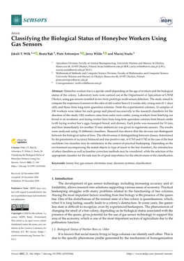 Classifying the Biological Status of Honeybee Workers Using Gas Sensors