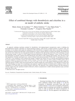 Effect of Combined Therapy with Thrombolysis and Citicoline in a Rat