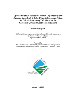Updated Default Values for Transit Dependency and Average Length
