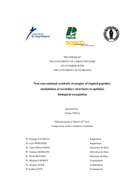 Non Conventional Synthetic Strategies of Stapled Peptides: Modulation of Secondary Structures to Optimise Biological Recognition