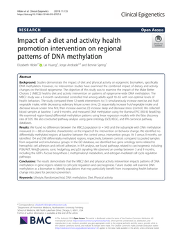 Impact of a Diet and Activity Health Promotion Intervention on Regional